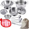 Mini accessoires de cuisine en acier inoxydable - Ustensiles de cuisine Montessori - Ensemble de casseroles et poêles pour enfants et tout-petits (petite taille)