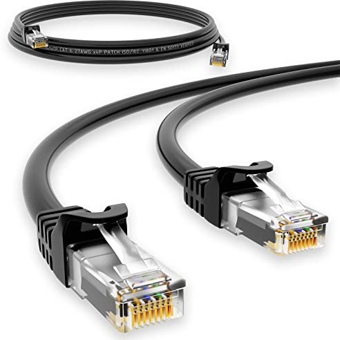 HB-DIGITAL 0,5m Patchkabel RJ45 LAN CAT 6 Ethernetkabel Netzwerkkabel bis zu 1 Gbit/s CAT 6 Kupfer Profi U/UTP DSL für Patchpanel Switch Router Modem - Schwarz