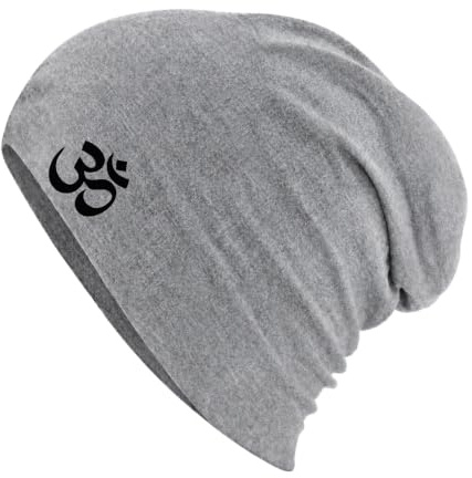 Huuraa Slouch Beanie Om Symbol Geschenk | Erwachsenen Wintermütze Baumwolle und Elasthan Mütze Geschenkidee doppellagige Baumwollmütze