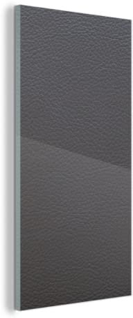 MuchoWow Glasbild Glasfoto Wandbild Bilder Deko 20x40 cm Leder - Strukturiert - Leder-Optik - Grau