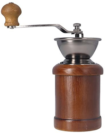Manuelle Kaffeemühle, Einstellbare Grobheit Kaffeemühle Kaffeemühle Kaffeebohnenmühle Vintage Antik Holz Handmühle Handkaffeemühle Küche Camping(Dunkle Farbe)