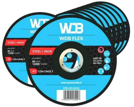 WDB - Trennscheibe für Metall - Scheibe für Stahl, Edelstahl INOX - Flex Scheiben für Winkelschleifer - Trennscheibe 125 mm x 1,0 mm x 22 mm - Set 20 Stück