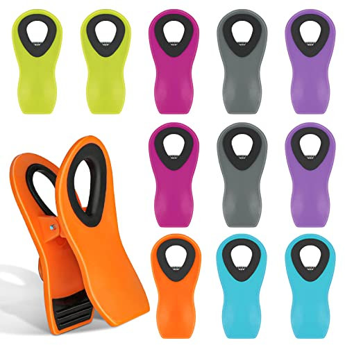 AUAUY 12 Piezas Clips para Bolsas de Astillas de Uso Múltiple con Imán, Pinzas para Bolsas Magnéticas Good Grips Ideal para Refrigerador, Bolsas de Aperitivos y Bolsas de Alimentos (Opaco)