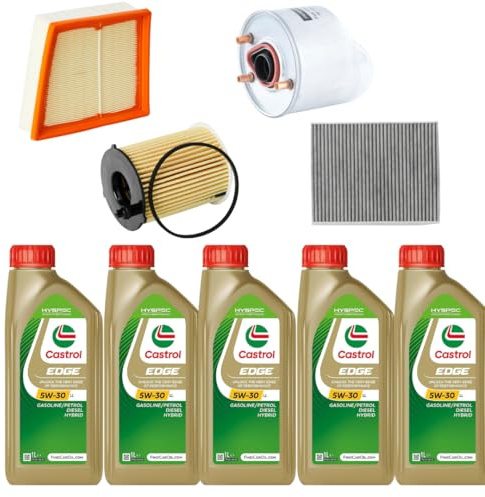 CORMAR KIT TAGLIANDO COMPLETO FILTRI + OLIO CASTROL 5W30 COMPATIBILE CON FORD FIESTA VI 1.4 1.5 TDCi DA 2010
