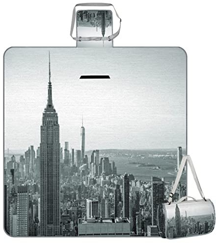 TropicalLife USA Manhattan Sonnenaufgang Picknickdecke USA Quadratisch Wasserdicht Faltbar Indoor Outdoor Matte Teppiche für Strand Camping Park Familientreffen Aktivitäten