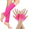 Neon Stulpen Damen Netz Handschuhe Set Retro Stretch Beinstulpen Netz Fingerlose Handschuhe 80er Jahre Outfit Party Sport Yoga Zubehör Rosa Rot