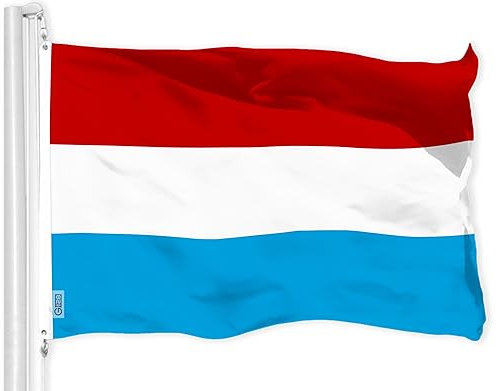 G128 Luxemburgische Luxemburger-Flagge, 90 x 150 cm, LiteWeave Pro Serie, bedrucktes 150D-Polyester, Länderflagge, lebendige Farben, Messingösen, dicker und langlebiger als 100D 75D Polyester