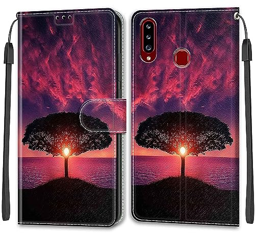 Mo-Beauty Kompatibel mit Samsung Galaxy A20S Hülle, Handyhülle Samsung A20S, PU Ledertasche Leder Flip Wallet Klappbar Tasche Etui Case Schutzhülle Lederhülle Klapphülle Handytasche (Dämmerung)
