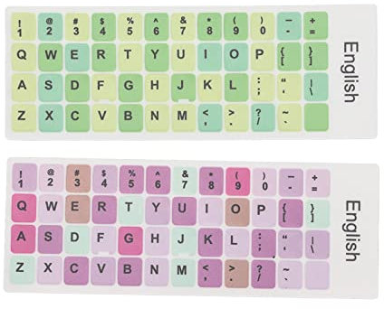 GOWENIC Keyboard Stickers - 2pcs English Colorful Laptop & Desktop PC Keyboards