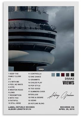 TANZEM Drake Poster Views Album Cover Poster Poster Dekorative Malerei Leinwand Wandposter und Kunstdruck Modern Familie Schlafzimmer Dekor Poster 20 x 30 cm