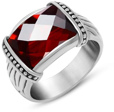 Mesnt Verlobungsring Herren, Herren Ring aus Edelstahl Vintage Ring mit Sternenhimmel Stein 13.1MM, Silber, Größe 67 (21.3)