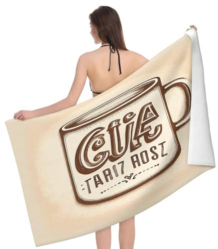 351 Toalla De Playa Un Patrón De Taza De Café Toalla De Piscina Hombres Manta De Playa Mujeres Grande Toalla, para Nadar, Surf, 80x130cm