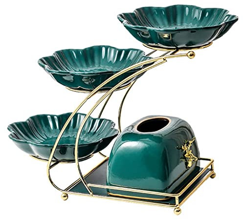 Portafrutta Fruttiera Cesto di frutta in ceramica a 3 livelli, ciotola di frutta con scatola del tessuto, pane vegetale porta controsoffitto porta stoccaggio rack for cucina organizza Fruttiere Cestin