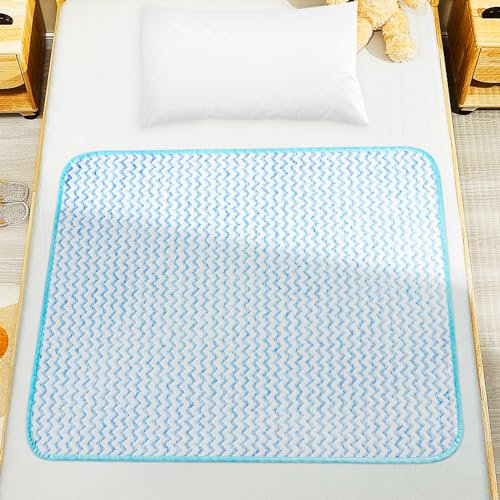 Aolso Töpfchen-Trainingsmatratze, Kinderbettschutz, 70 x 90 cm Bettnäss-Matratzenschoner, Bettnäss-Bettlaken-Unterlage, saugfähige Unterlage, Kleinkind-Bettlaken-Schutz für Töpfchentraining (Blau)