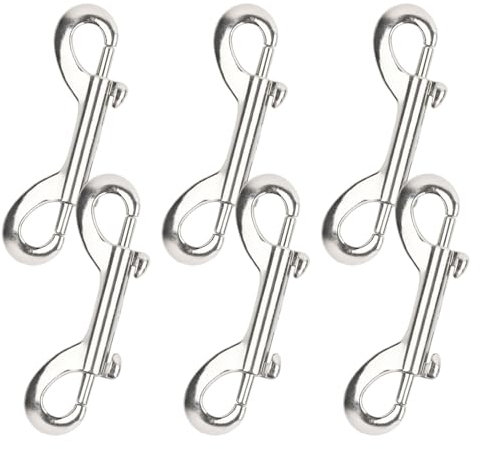 Anseom 6Pcs Mosquetón Doble de Buceo Inoxidable Gancho de Seguridad de Doble Extremo 87mm Doble Extremo Perno Hebilla para Escalada Camping Cincha