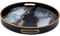 Round Abstract Design Decorative Tray, 36x36cm Marble Effect Design for Home Kitchen Coffee Table Tray, Lightweight Drinks Serving with Handles