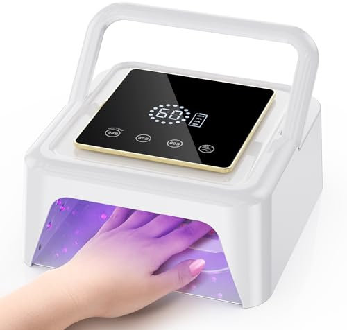 Lampada UV senza fili per unghie, 108 W, luce UV professionale per unghie in gel con 36 perline e ampio display touch, lampada LED ricaricabile per unghie con impostazione 4 timer e sensore