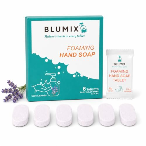 Foaming Hand Soap Refill, 6 Pack, Mild Foam Tablets, No Plastic Residue, Effective Cleaning, Just Add Water (Lavender)