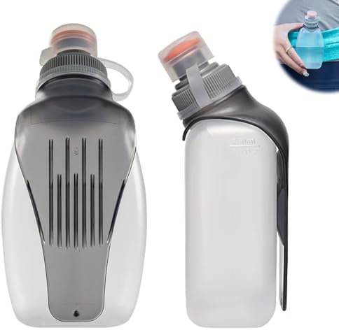 HIULLEN Trinkflasche zum Joggen, 2 Stück Sporttrinkflasche Trinkflasche Klein, Auslaufsichere Wasserflaschen mit Rückenclip, Laufflasche zum Laufen, Wandern, Jogging, BPA-freie, 500ml