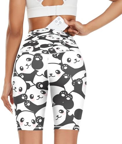 HMZXZ Damen Yoga Shorts Niedlich Panda Sport Yoga-Hose Kurze Sporthose Leggings Fitness Shorts Laufhose Kurze Hose Tier Muster