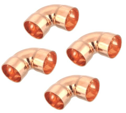 QUARKZMAN 4 Pezzi 25mm 90 Gradi Raccordi per Tubo Tubazioni in Rame a Gomito Corto con Connessione a Saldatura Sudore per Impianti Idraulici, 45x45mm