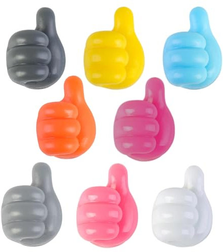 JYJLLM 16 Pcs Thumb Cable Clips, Thumbs Wall Hooks Self Adhesive, Cable Organiser Holders, Cable Tidy Clips, Stick on Hooks for Home Office Desk Data Cable