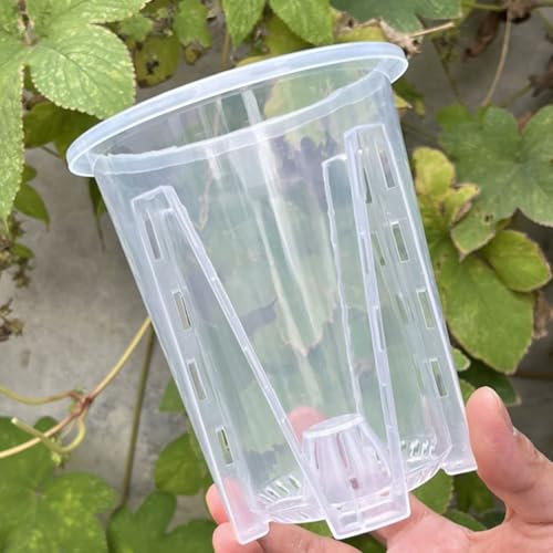 HEBEOT Vasi per orchidee trasparenti, vasi in plastica per orchidee, vasi da fiori trasparenti per giardino, balcone, ufficio (12 cm)