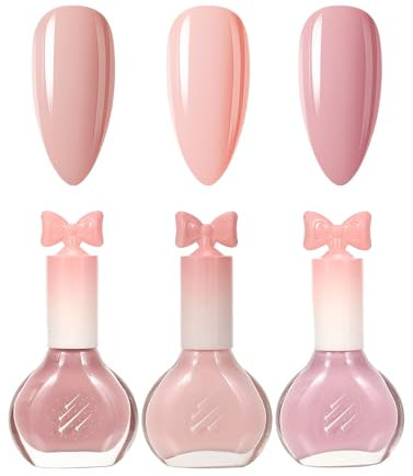 Nail Varnish Set,Spring Summer 3 Colors Pink Nail Polish Set,Natural Long Lasting No Need Cure,Quick Dry Nude Pink Nail Polish for Women DIY Nail Art at Home,8.5ML (Pink, One Size)