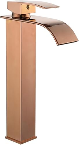 Basin Mixer Waterfall Single Lever Countertop Mixer Tap Single Hole Tap Bathroom(Rose Gold)