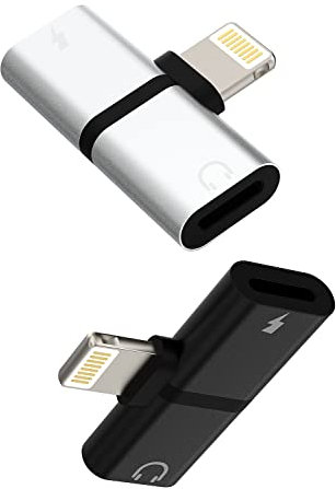 Adattatore Jack Doppio Lightning Per Cuffie (2 Pack) Per Apple iPad IPhone AUX Caricatore Cavo Accessori Adapter Audio Auricolari Cavetto Headphone SDoppiatore Autoradio Cuffia Dongle Ricarica ip-ZT