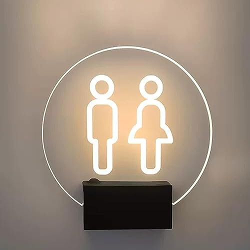Toilettenschild aus Acryl für Herren- und Damentoiletten, LED-Toilettenschild, beleuchtetes Toilettenschild zur Wandmontage, runde 7-Zoll-Badezimmerschilder für das Büro, Geschäft