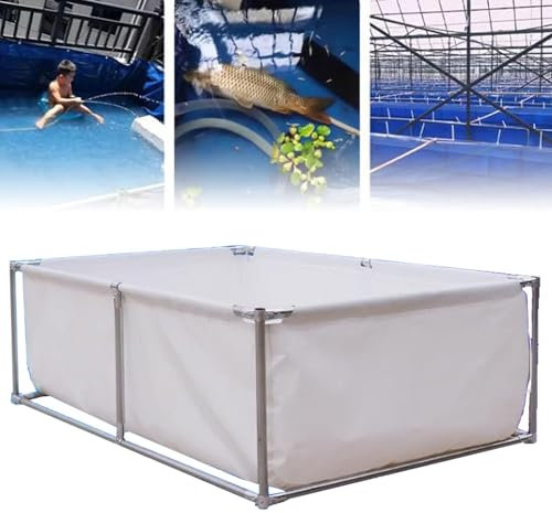 Pounjsd Piscinas Rectangulares De Verano sobre El Suelo, Piscina sobre Rasante, Piscinas Desmontables Acero, 2m Gran Pecera Plegable con Válvula De Drenaje for Estanque de acuicultura de jardín