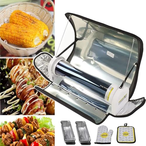 Grill Solaire ExtéRieur (Capacité 4,5 L) – Gants Anti-BrûLure + Tapis Anti-BrûLure + Plaque De Cuisson, Kits De CuisinièRe Solaire (Pas De Consommation D'éNergie), Parcs ExtéRieurs