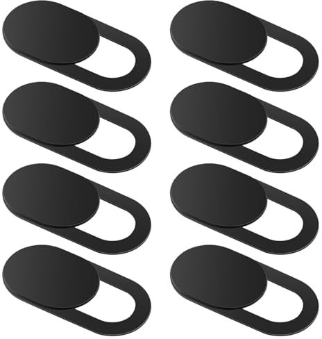 FYHJNC 8PCS Webcam Cover Slide, Thin Phone Camera Cover Laptop Computer Camera Cover Slide Blocker Slider Lens Cover Protector Protect Privacy Security Fits Desktop PC Tablet Pad(Black)