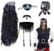 UILYNIU 4 Stück Schwarz Piraten Perücke Set Kapitän Perücke Piratenhut Schnurrbart Augenklappe Pirat Piraten Kostüm Herren Damen Kinder für Halloween Karneval Cosplay (4 Stück)