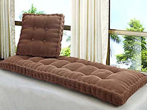 Bankkissen für drinnen und draußen, Baumwolle, dick und warm, für Sofa, Bank, Schaukel, Terrasse, Boden, Braun (140 x 40 cm)