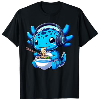 Gamer Axolotl Ramen Videospiele Kopfhörer Anime Jungen Jugend T-Shirt