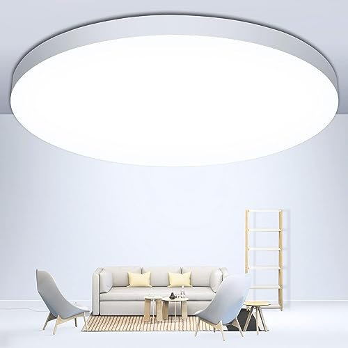 Ankishi Deckenlampe LED Deckenleuchte Flach Rund 60W 6500K Kaltweiß Badezimmerlampe Decke 4800LM Super Hell Wohnzimmer Lampe Decke,Led Deckenlampe für Küchen,Schlafzimmer,Flur,Keller(50 * 50 * 2.5CM)