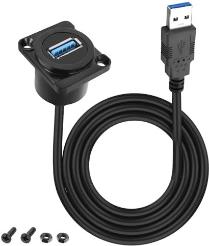 XMSJSIY D-Type USB Panel Mount a USB 3.0 Cavo adattatore 5 Gbps USB tipo A maschio a femmina di tipo A pannello di prolunga USB A porta di ricarica connettore per trasferimento dati – 1M/3.2FT (tipo