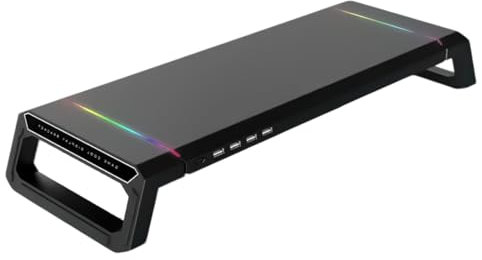 Computer Monitors Stand Risers With USB Hubs LED Light Foldable Computer Stand With Storage Drawer And Phone Holder