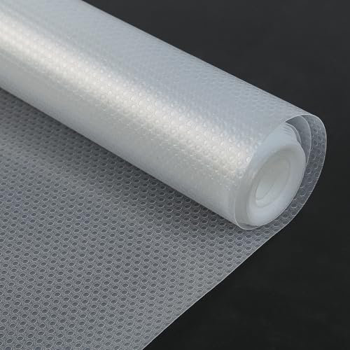 Jiubiaz Alfombrilla para cajones, 45 x 500 cm, antideslizante, transparente, lavable, lámina recortable, para estanterías, armarios, cajones, neveras