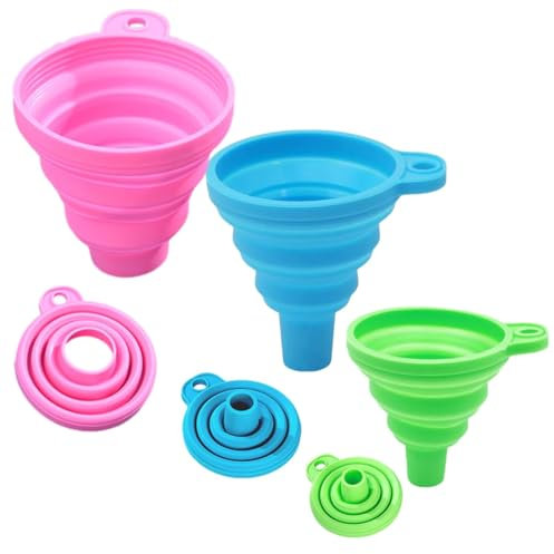 VONJUMA 6 Stück Trichter Küche Trichtersatz Silikontrichter Zusammenklappbarer Küche Silikon Trichter Tragbarer Trichter Faltbarer Trichter Für Flüssigkeitsübertragung In Der Küche Klein/Groß