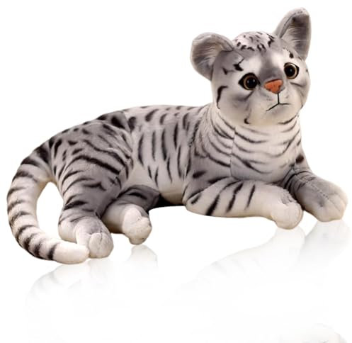 QYJMLH Schwarzer Streifen Katze Plüschtier,Katze Kuscheltier,Katze Puppe Gefüllte Lebensechte Katze Plüschtier Spielzeug Für Heimdekoration, Fotografie-Requisiten,30CM