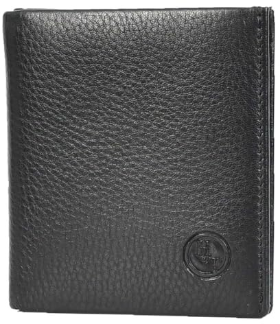 Premium Leather Mens Slim Bifold Credit Card Holder Coins ID Banknotes Wallet Calvi Black