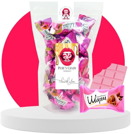 PERE’S CANDY - Russischer Bueno Rose 400g - Knusprige Waffel mit Schokoladenfüllung und mit Rosé Fettglasur - Süßigkeiten Großpackung - Einzeln Verpackt - Ideal als Geschenk und Teilen