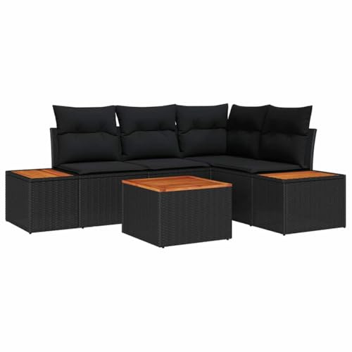 vidaXL Gartensofa-Set 5 STK. Schwarz Poly Rattan