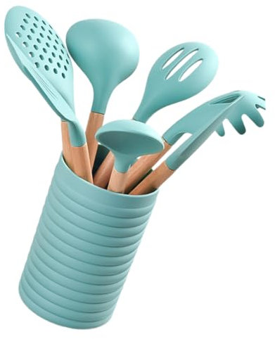FUNOMOCYA 1 juego Utensilios de Cocina Mango de Madera y Material de Silicona