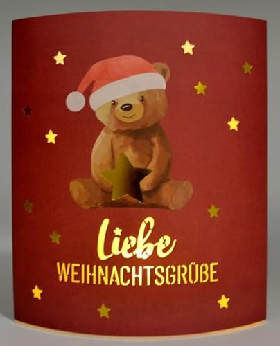 La Vida LED-Laterne Poesielicht Bär zum Stehen oder Hängen mit Timer 16x13,x5 cm