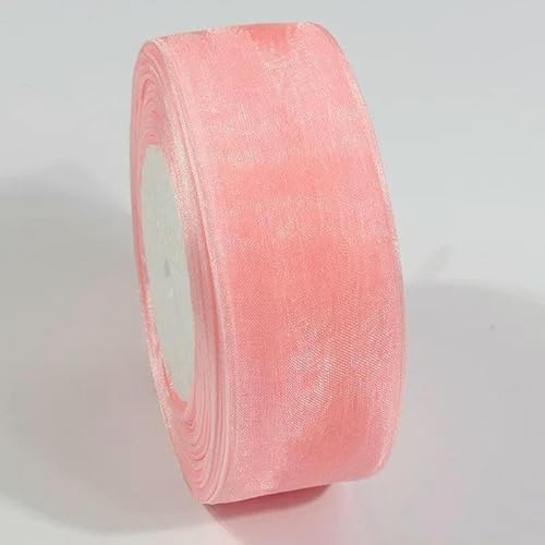Nastro di organza chiffon trasparente viola rosa da 50 iarde per artigianato fai da te, decorazioni natalizie, Halloween, matrimoni, fiocchi in tessuto da imballaggio-007-20 mm