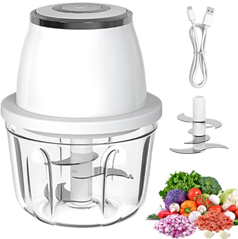Mini picadora eléctrica de cebolla, 350 ml, inalámbrica, con carga USB, portátil, pequeña picadora de cebolla, para frutas, nueces, carne, frutas, ajo, chili